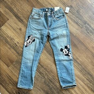 Disney Embroidered Minnie Mickey girlfriend fit Jeans